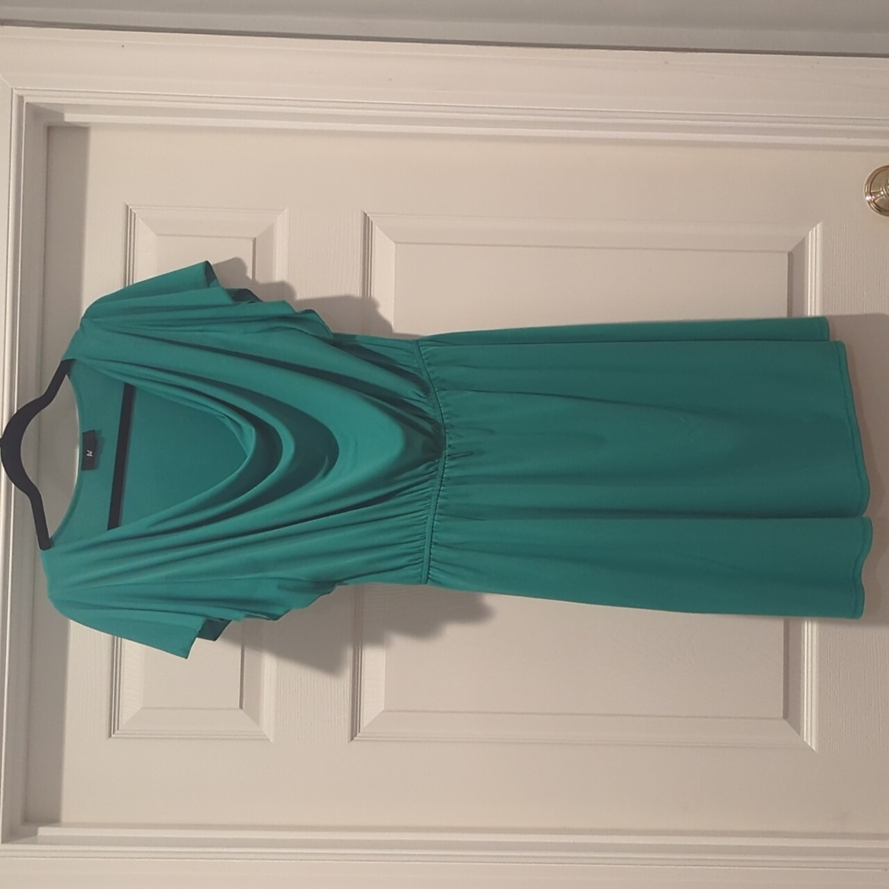 Green cowl neck dress